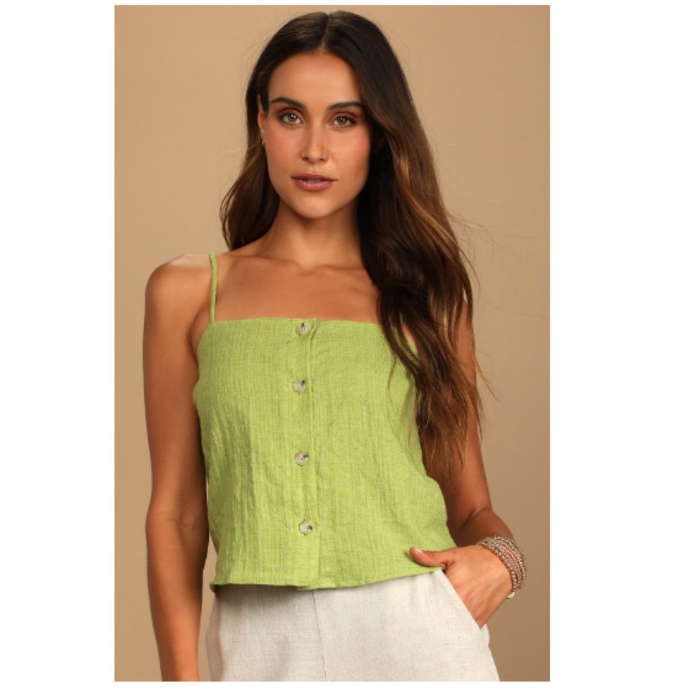 NWT Such Simplicity Lime Green Button-Up Cami Top